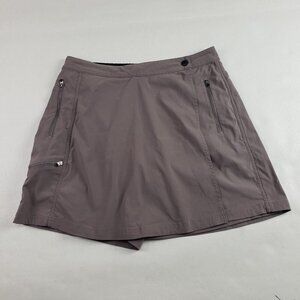 LL Bean Nylon Hiking Skort Womens 8 Tan Outdoor Trail Midrise Short Wrap Skirt